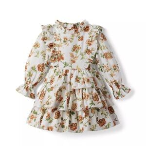 Janie and Jack Girls' Floral Tiered Ruffle Dress Long Sleeve